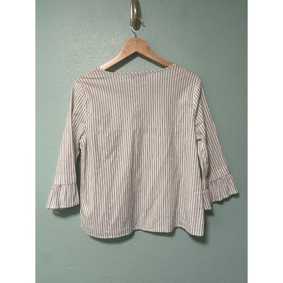 Michael Stars Boho Women's White and Dark Grey Blouse Shirt Top Size Large - Picture 2 of 8